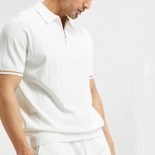 Fashion Short-sleeved Polo Shirt Summer Lapel Zipper T-shirt Tops Mens Clothing - Image 6